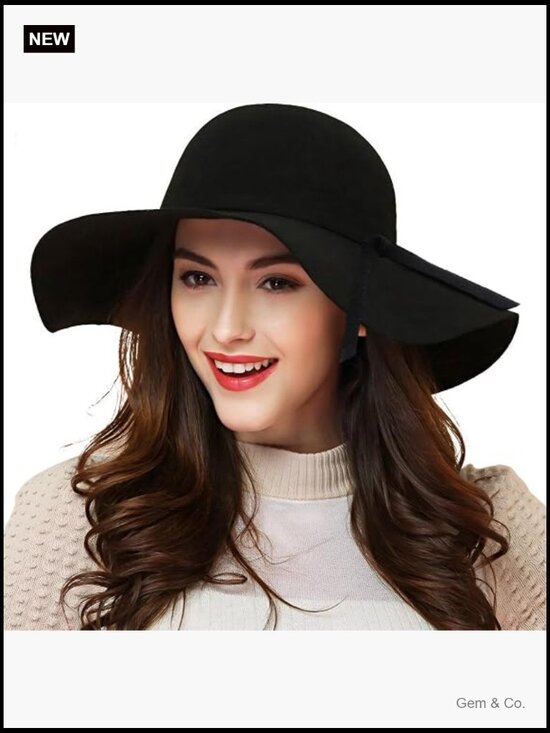 100% Wool Foldable Wide Brim Fedora Felt Bowler Hat One Size main image 7